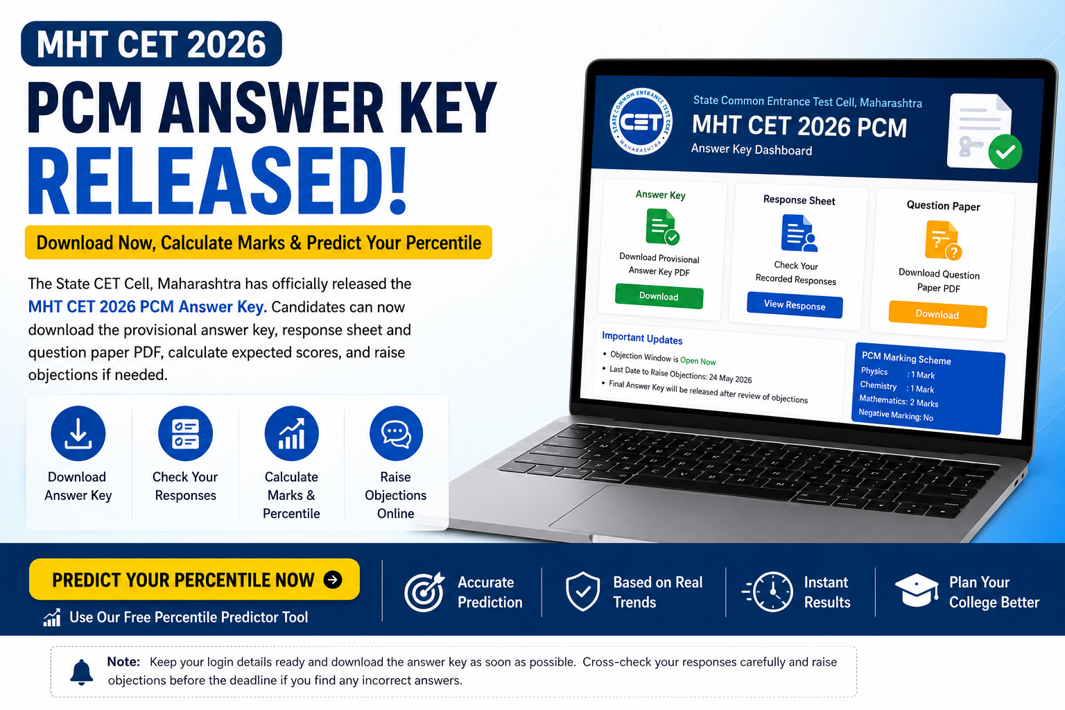 MHT CET 2026 PCM Answer Key: Download Response Sheet Now