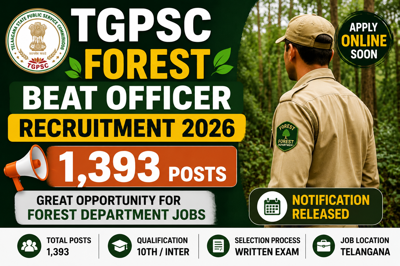 TGPSC Forest Beat Officer Recruitment 2026 – 1,393 Posts Notification Soon