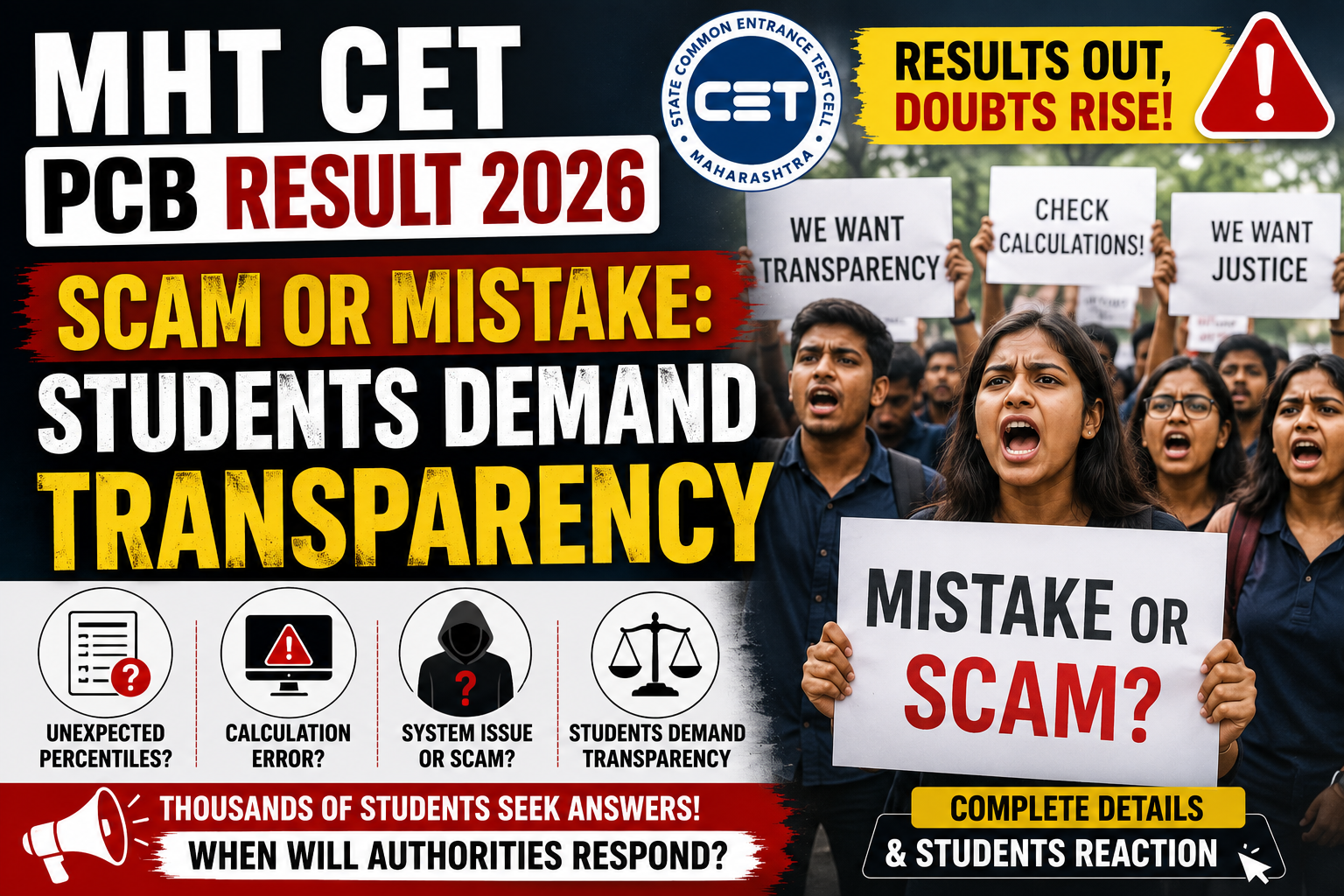 MHT CET PCB Result Scam or Mistake: Students Demand Transparency