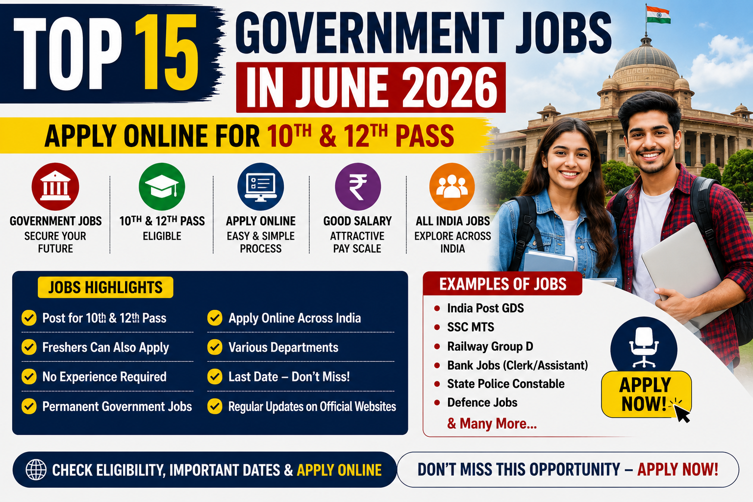 Top 15 Government Jobs in June 2026: Apply Online
